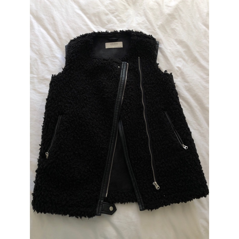 Zara Black Teddy Moto Vest